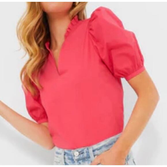 TUCKERNUCK Hyacinth House Watermelon Pink Ruffle Leigh Blouse NWT Size XXS - Picture 3 of 8